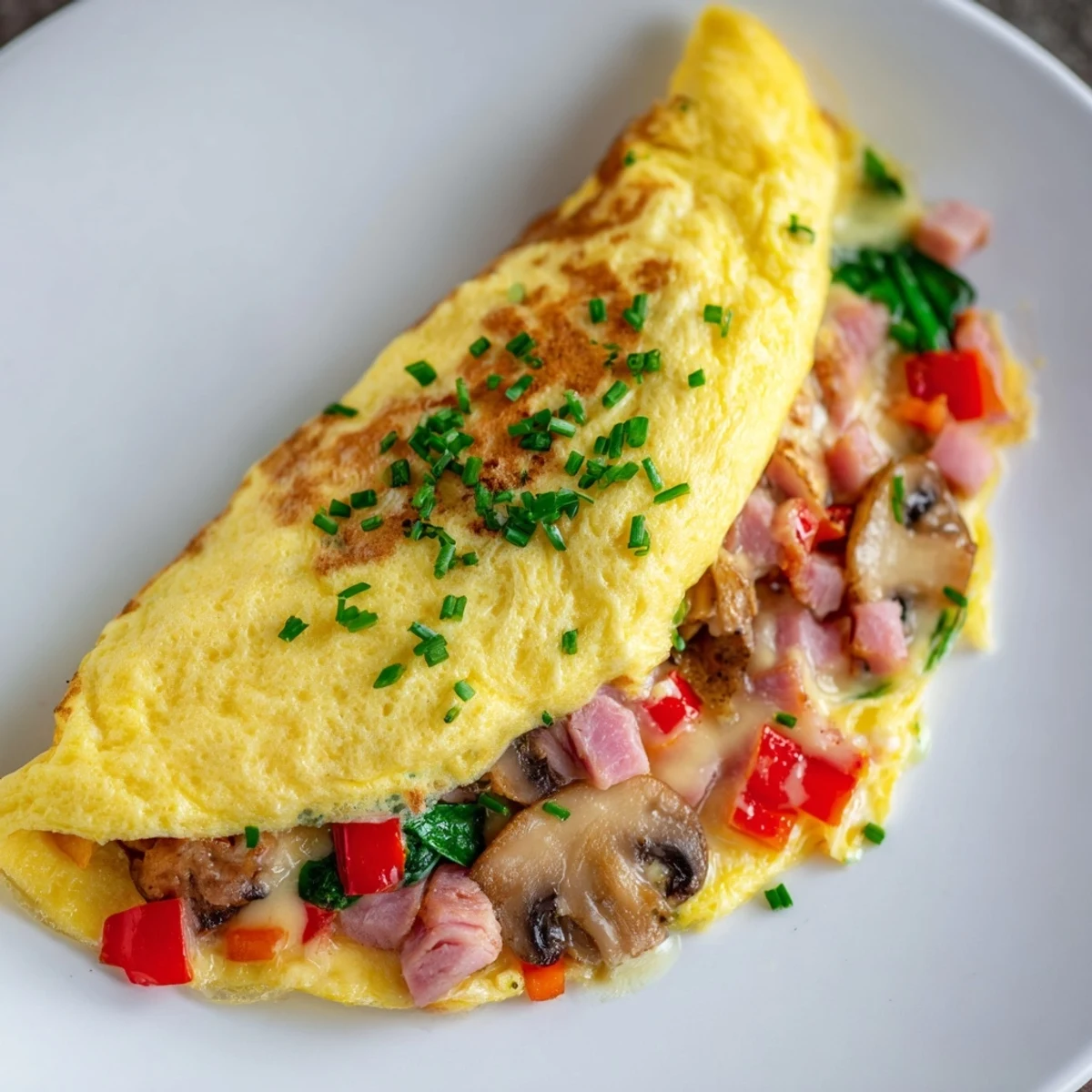 Golden, cheesy omelet with melty cheese, perfect for a quick and satisfying breakfast in America.