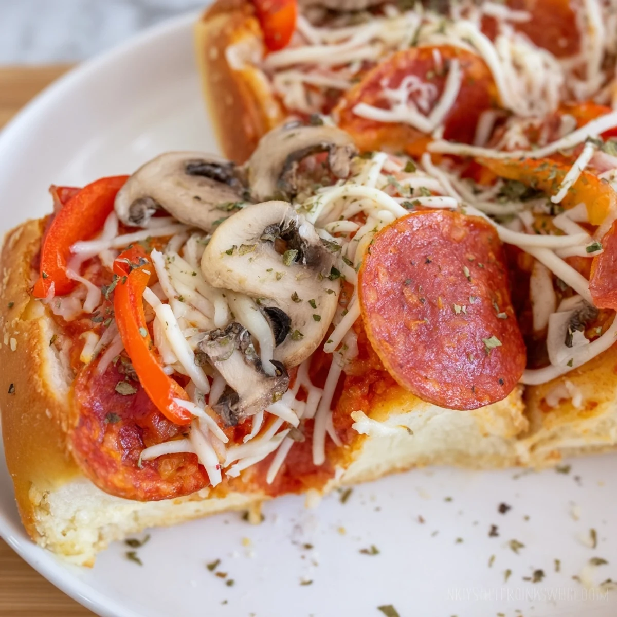 Freshly baked stuffed crust pizza, filled with mozzarella, and loaded with pepperoni and vegetables.