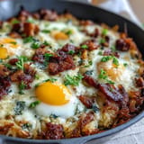 Loaded Hash Brown Skillet ready for a delicious Father's Day breakfast feast.