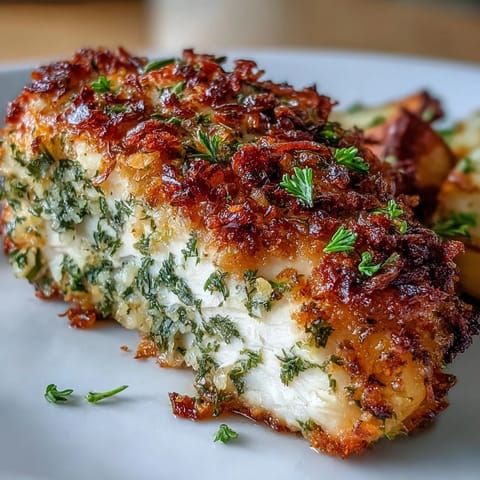 A golden sheet pan filled with herb-crusted chicken breasts nestled among caramelized carrots, parsnips, and sweet potatoes.  