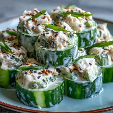 Fresh cucumber salad inspired by California roll flavors, tossed with avocado and savory crab.  