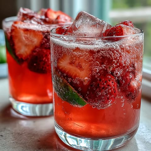 Vibrant pink lemonade party punch in a glass pitcher, garnished with lemon wheels, lime slices, and fresh strawberries.