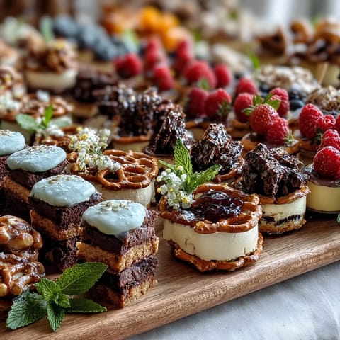 Festive grad party dessert board with mini brownies, lemon bars, and colorful cake slices for celebration sharing.  