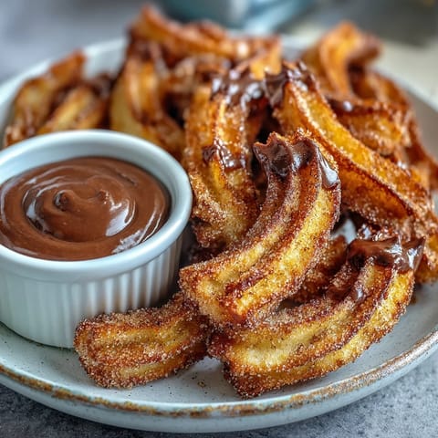 1. Golden churro bites, crispy and cinnamon-sugar coated, served with a luscious chocolate dipping sauce for a festive Cinco de Mayo dessert.  