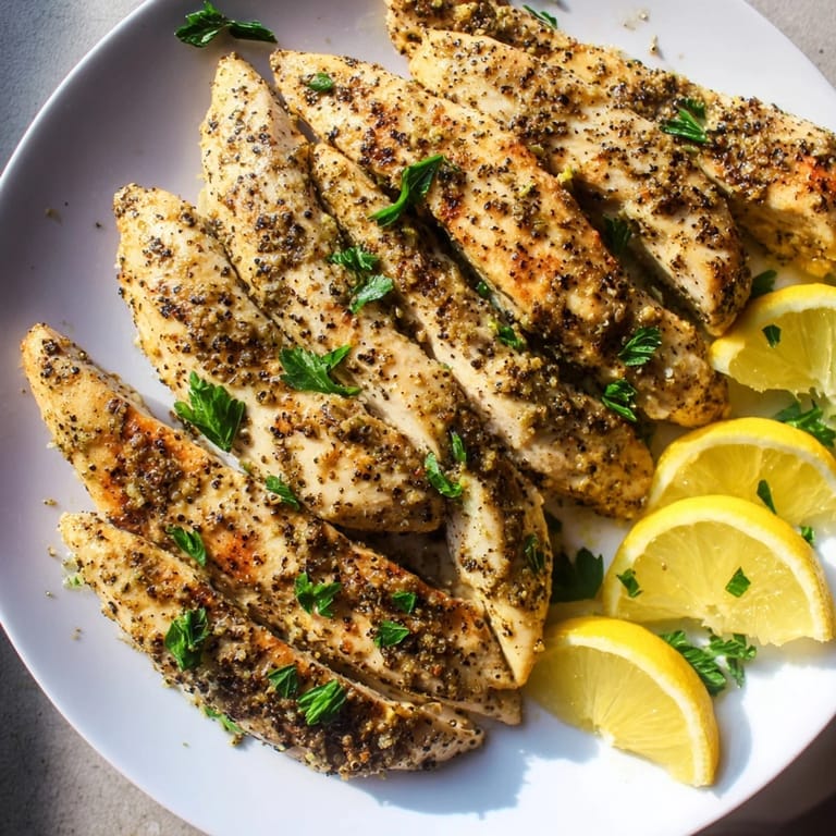 Freshly cooked Lemon Pepper Chicken with vibrant lemon zest and cracked pepper seasoning, perfect for dinner.
