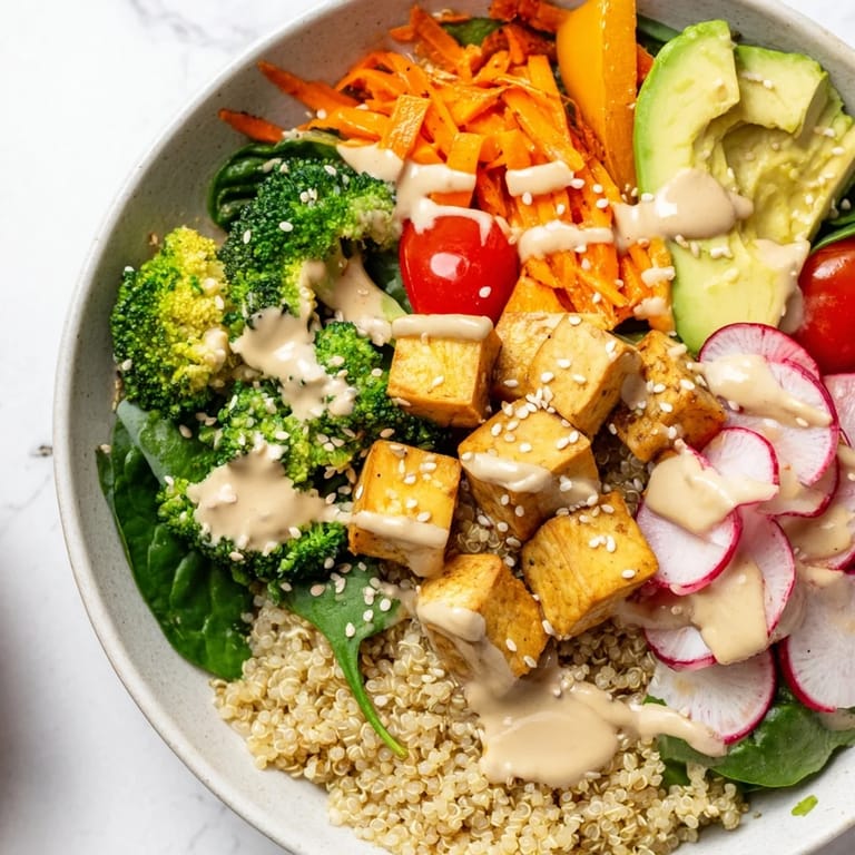 Imagine a hearty Buddha bowl, layering grains, colorful veggies, and the savory protein with tahini.