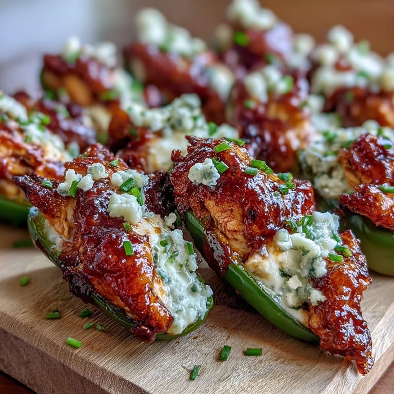Savory Buffalo Wing Poppers served warm with crisp celery sticks, showcasing their spicy, creamy filling and golden pepper edges on a rustic plate.