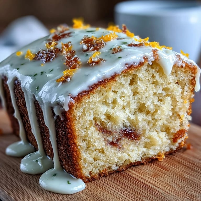 Golden crusted Heavenly Blood Orange Yogurt Cake drizzled with glaze, cooling on a wire rack.