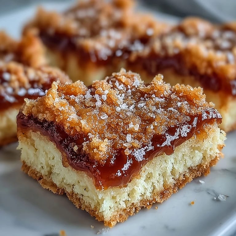 A close-up of Guava Cake Bars reveals a buttery crust and luscious guava paste layers, perfect for dessert platters.