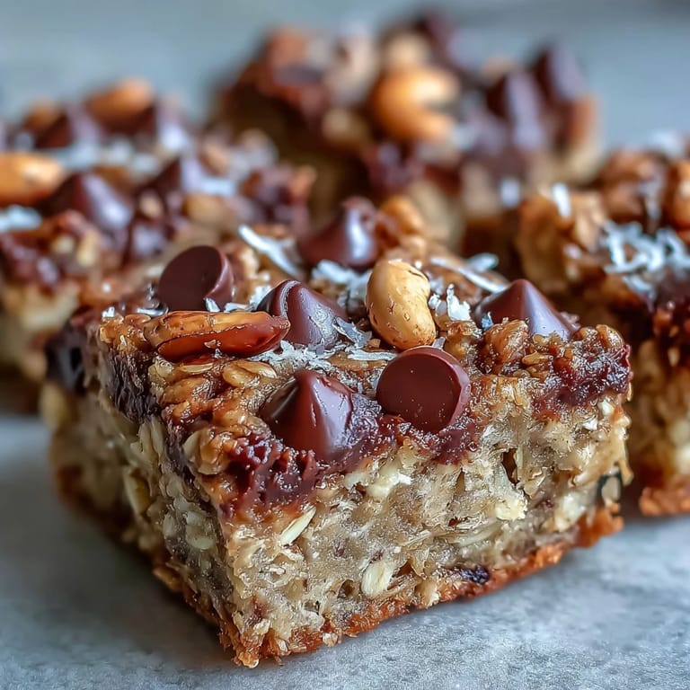 Golden Baked Oatmeal Bars are plated beside a cup of coffee, highlighting a wholesome American breakfast option ready to serve.