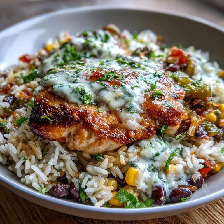 Fresh cilantro and lime wedges sit beside a hearty serving of Pollo Loco Mexican Chicken and Rice with Queso.