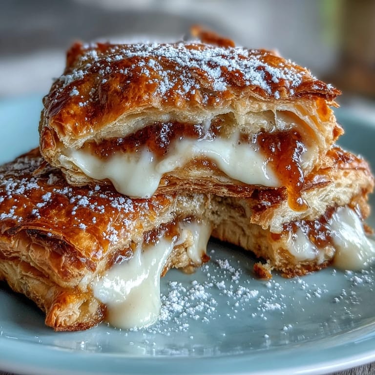 Warm Guava Cheese Pastries dusted with powdered sugar, perfect for breakfast or as a sweet snack with coffee in Miami.