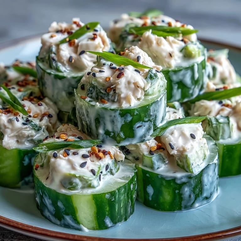 Fresh cucumber salad inspired by California roll flavors, tossed with avocado and savory crab.  
