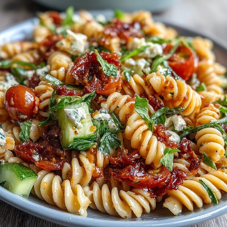 Refreshing Easy Picnic Pasta Salad with Italian Dressing, featuring crisp cucumbers, juicy tomatoes, and zesty homemade vinaigrette in every bite.