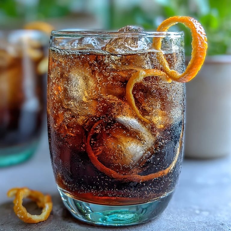 Refreshing cold brew coffee tonic drink sparkling with fresh orange zest and ice.