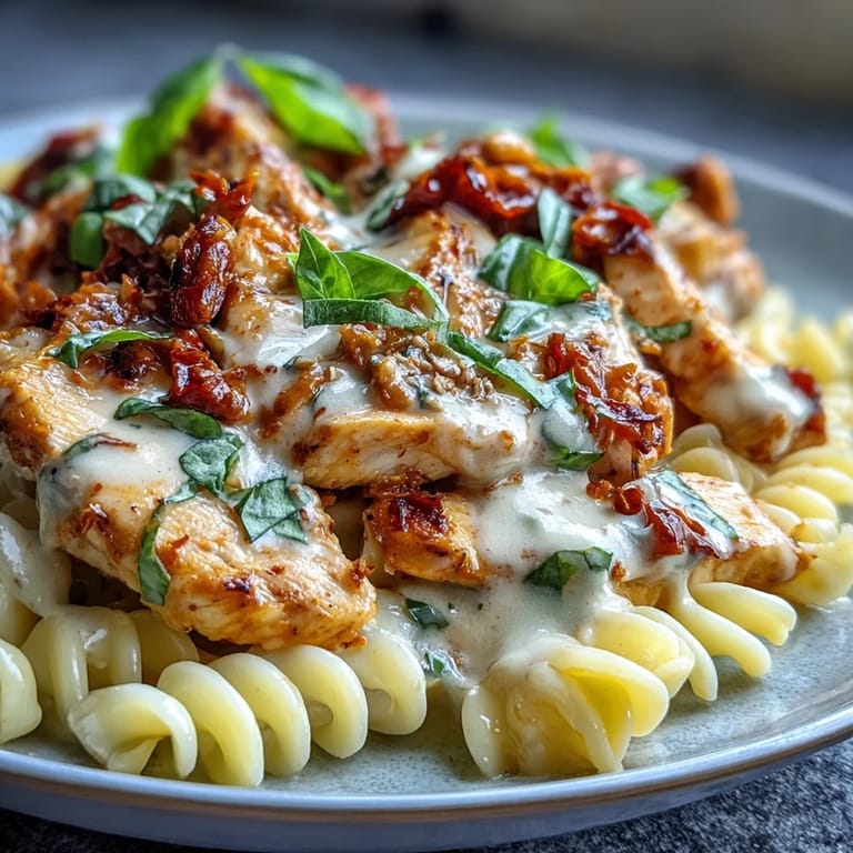 Savory Marry Me Chicken Pasta bathed in rich, cheesy cream sauce perfection.
