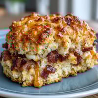 Fluffy breakfast protein biscuits loaded with ham, cheese, and spinach for a hearty, high-protein start to your day.  