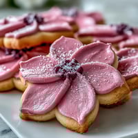 Baby in Bloom Flower Cookies with Pastel Icing arranged on a floral platter for a baby shower.