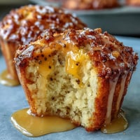 Golden lemon poppy seed muffins with a glossy citrus glaze, fresh from the oven and ready for a bright spring brunch spread.