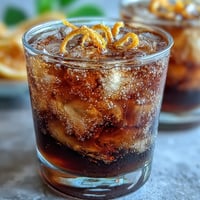 Vibrant cold brew coffee tonic with bright orange zest, perfect for a summer brunch.